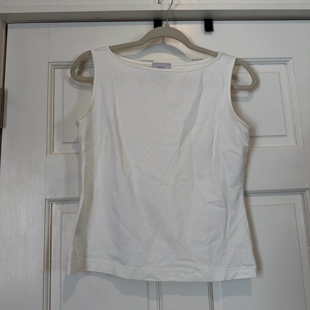 LOFT White Boat Neck Tank Top